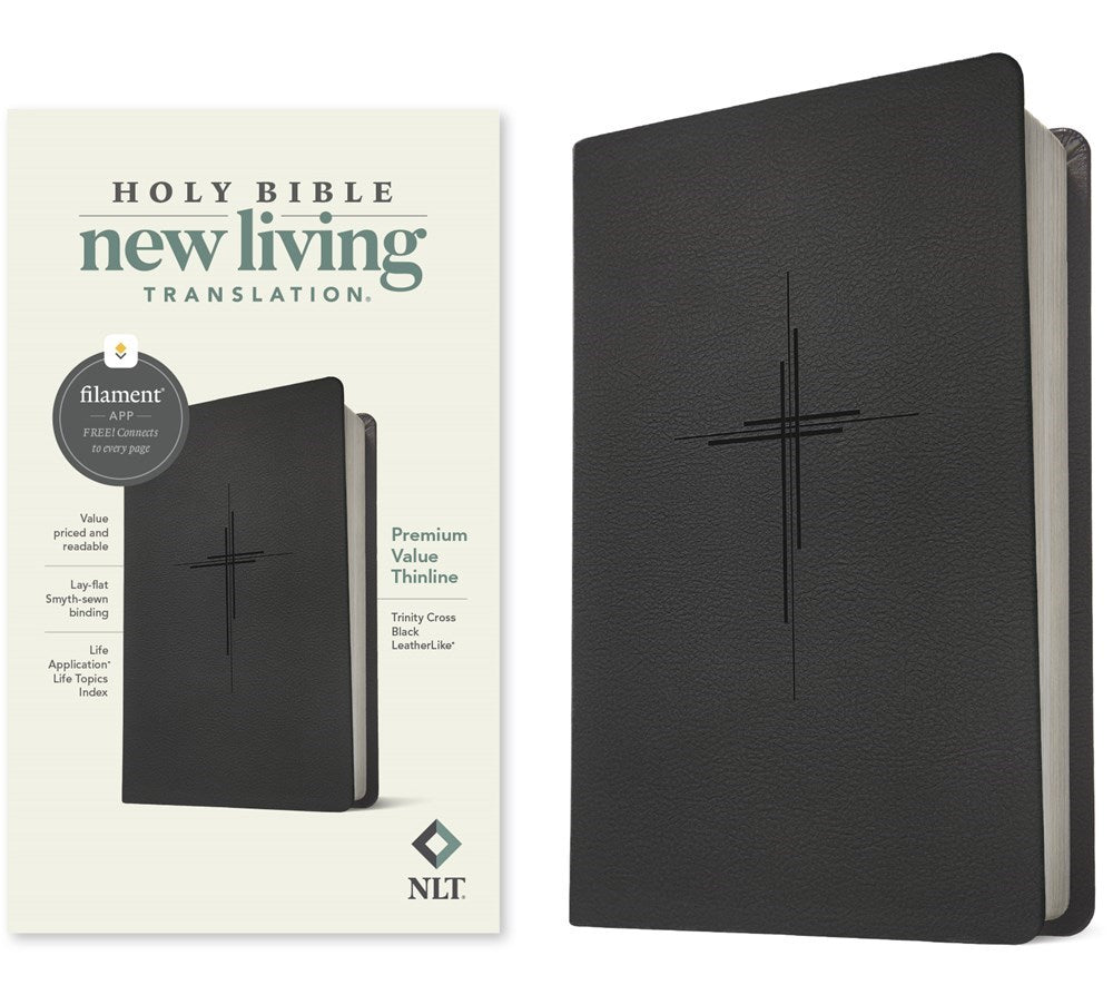 NLT Premium Value Thinline Holy Bible  Filament Enabled Edition-Trinity Cross Black LeatherLike (PUB O/S=DUE 3/2025)