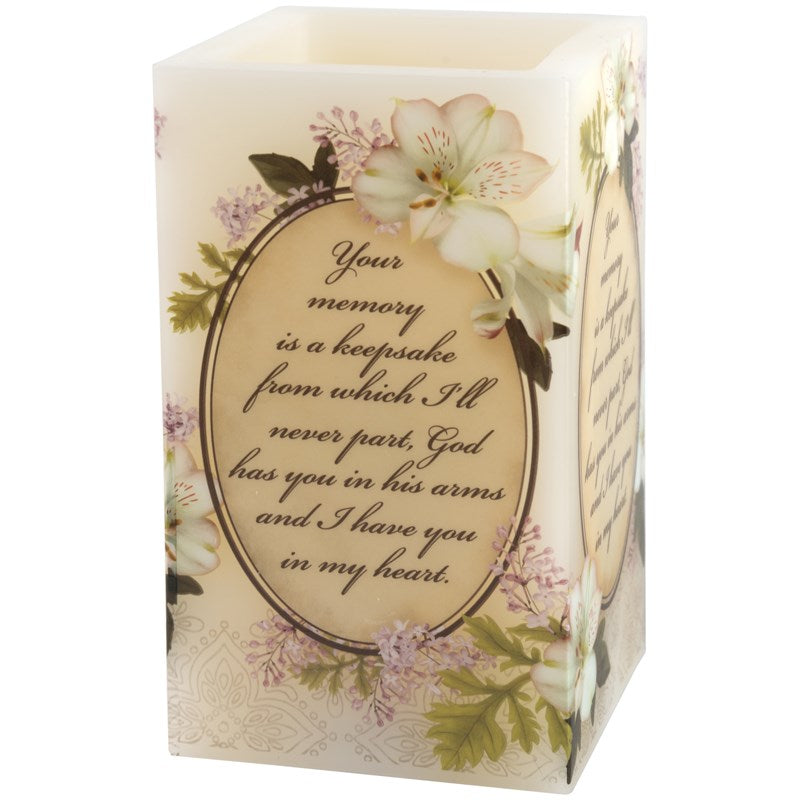 Square Candle-Flickering LED-w/Timer-Vanilla-Your Memory (5" x 3" x 3") (Pack Of 4)