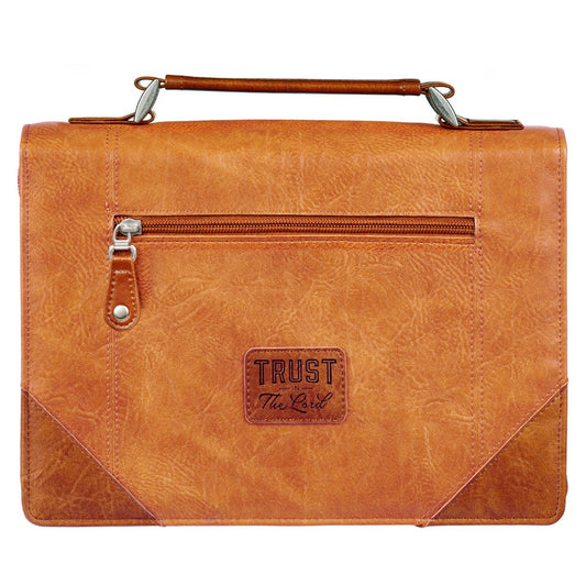 Bible Cover-Trust In The Lord-Tan/Honey Brown-Medium