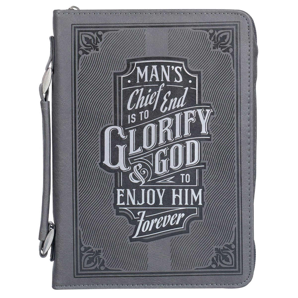 Bible Cover-Glorify God To Enjoy Him Forever-Gray-Medium