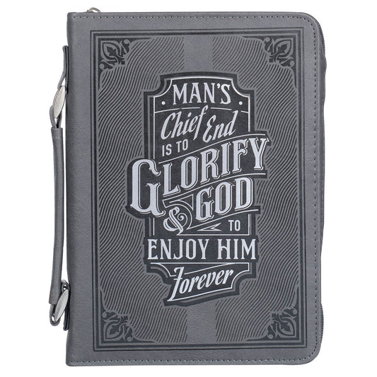 Bible Cover-Glorify God To Enjoy Him Forever-Gray-Medium