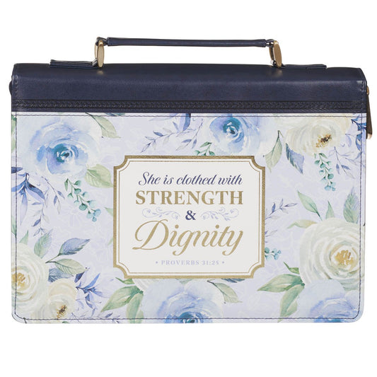 Bible Cover-Strength & Dignity (Proverbs 31:25)-Indigo Rose Fashion-XLarge