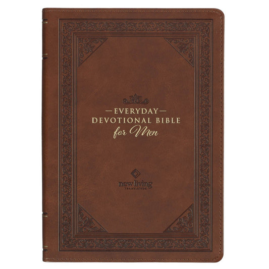 NLT Everyday Devotional Bible For Men-Chestnut Brown Faux Leather