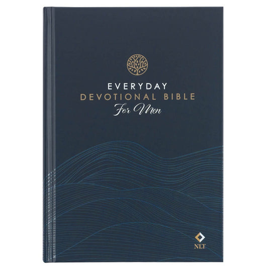 NLT Everyday Devotional Bible For Men-Navy Wave Hardcover