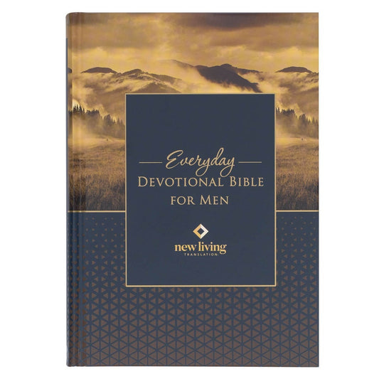 NLT Everyday Devotional Bible for Men-Gold And Navy Mountain View Hardcover