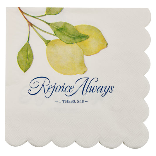 Napkins-Lemons-Rejoice Always-1 Thess. 5:16 (Pack Of 20)