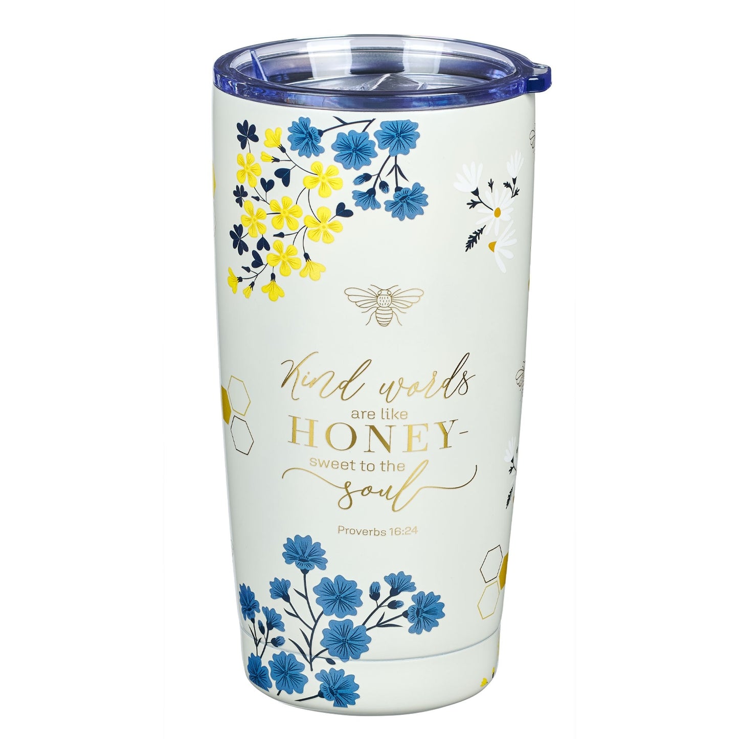 Stainless Steel Tumbler-Cream-Kind Words-Prov. 16:24