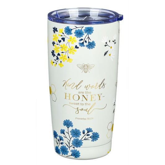 Stainless Steel Tumbler-Cream-Kind Words-Prov. 16:24