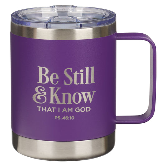 Camp Style Mug-Purple-Be Still-Ps. 46:10 (Stainless)