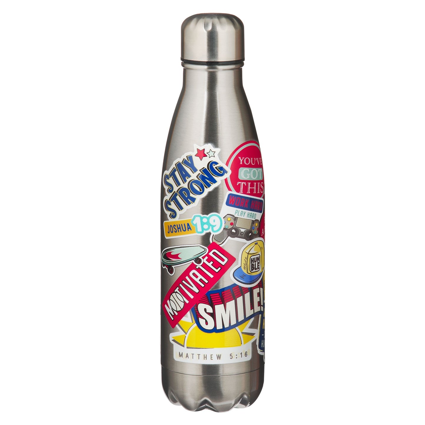 Water Bottle-Stainless Steel-Be Strong-Joshua 1:9