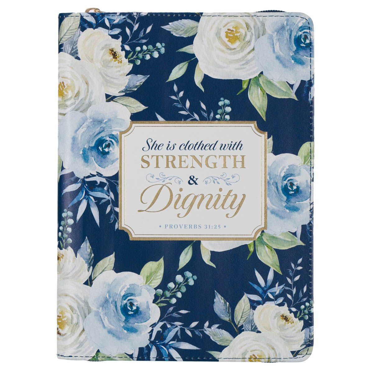 Journal-Classic w/Zip-Blue Floral-Strength & Dignity-Prov. 31:25