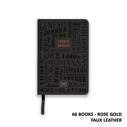 LSB Legacy Standard Bible/Compact Edition-Black/Rose Gold Paste-Down Faux Leather