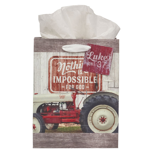 Gift Bag-Medium w/ Tag & Tissue-Nothing Is Impossible-Lk. 1:37