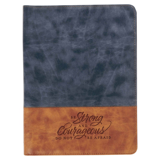 Executive Portfolio Folder-Navy/Brown-Be Strong & Courageous-Josh. 1:9