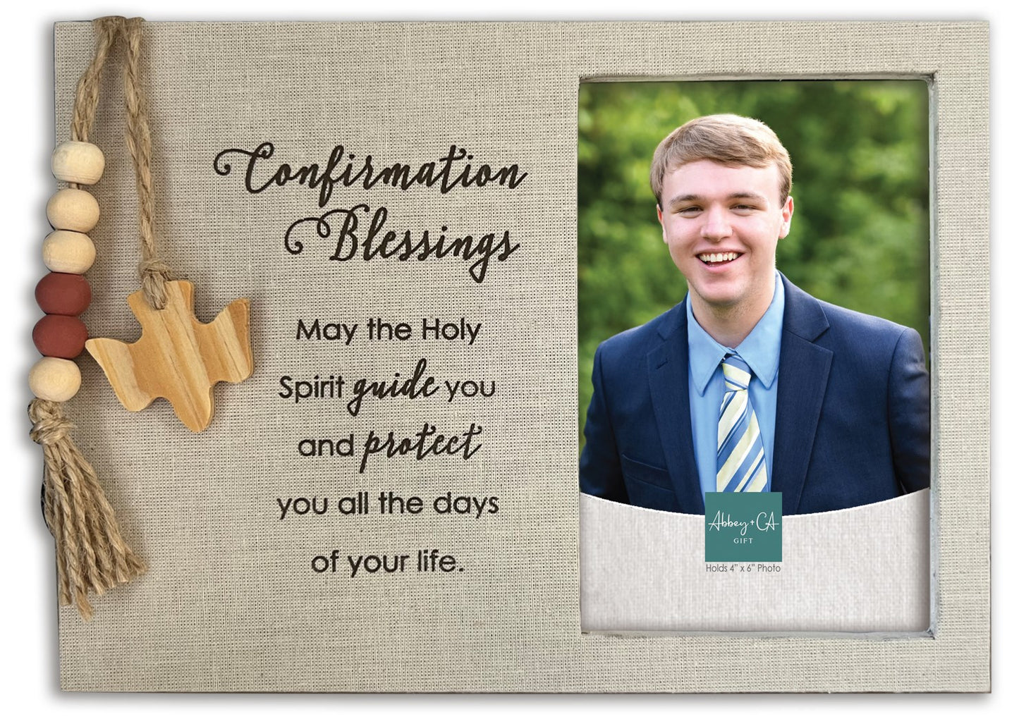 Frame-Fabric Wrapped-Confirmation Blessings (Holds 4" x 6" Photo) (9" x 6 1/2")