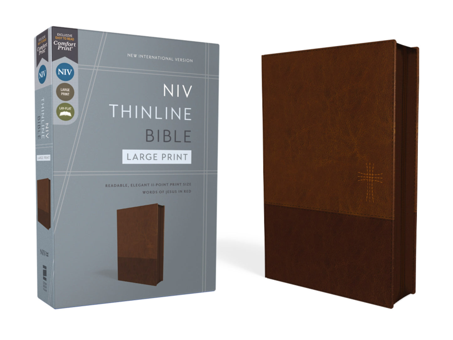 NIV Thinline Bible (Comfort Print)-Brown Leathersoft with Zipper