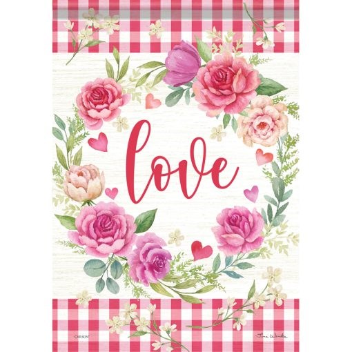 Flag-Garden-Durasoft-Cabbage Rose Wreath (12.5" x 18")