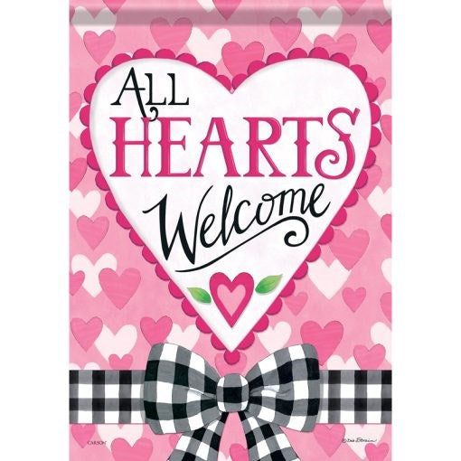 Flag-Garden-Foil-All Hearts Welcome (12.5" x 18")