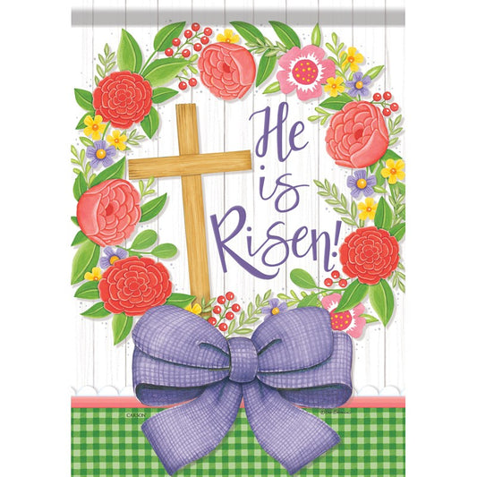 Flag-Garden-Durasoft-He Is Risen (12.5" x 18")