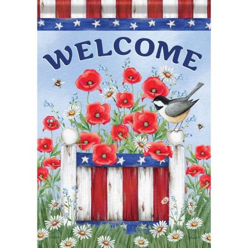 Flag-Garden-Durasoft-Patriotic Poppies (12.5" x 18")