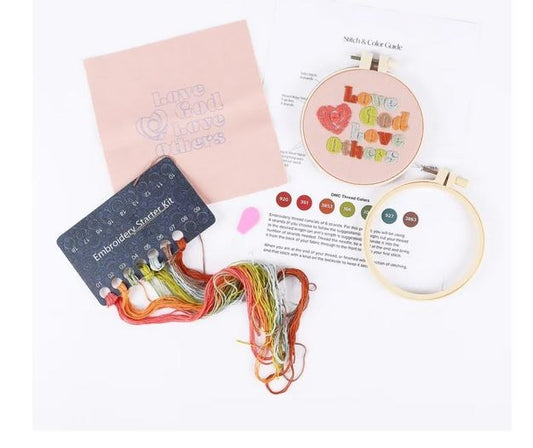 Embroidery Kit-Love God Love Others (4")