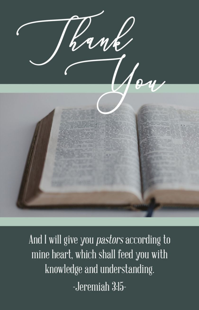 Bulletin-Pastor Appreciation: Thank You/And I Will Give You Pastors (Jeremiah 3:15  KJV) (Pack Of 100)