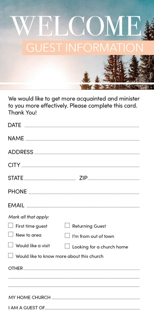 Guest Card-Welcome: We Are Glad You Are Here (Numbers 6:25  KJV) (Pack Of 50)