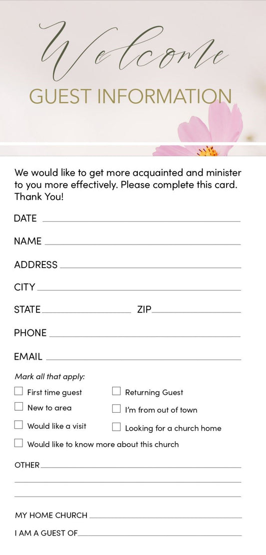 Guest Card-Welcome: We Are Glad You Are Here (Philippians 1:2  KJV) (Pack Of 50)