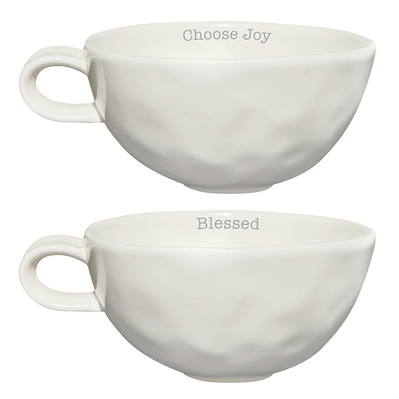 Mug Set-Hand Thrown-Blessed/Choose Joy  (10 Oz) (Set Of 2)