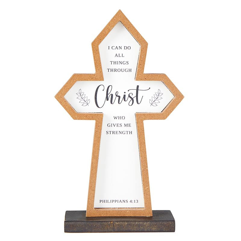 Cross-Traditional Tabletop Cross (Philippians 4:13) (8")