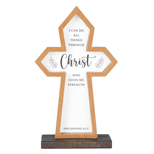 Cross-Traditional Tabletop Cross (Philippians 4:13) (8")